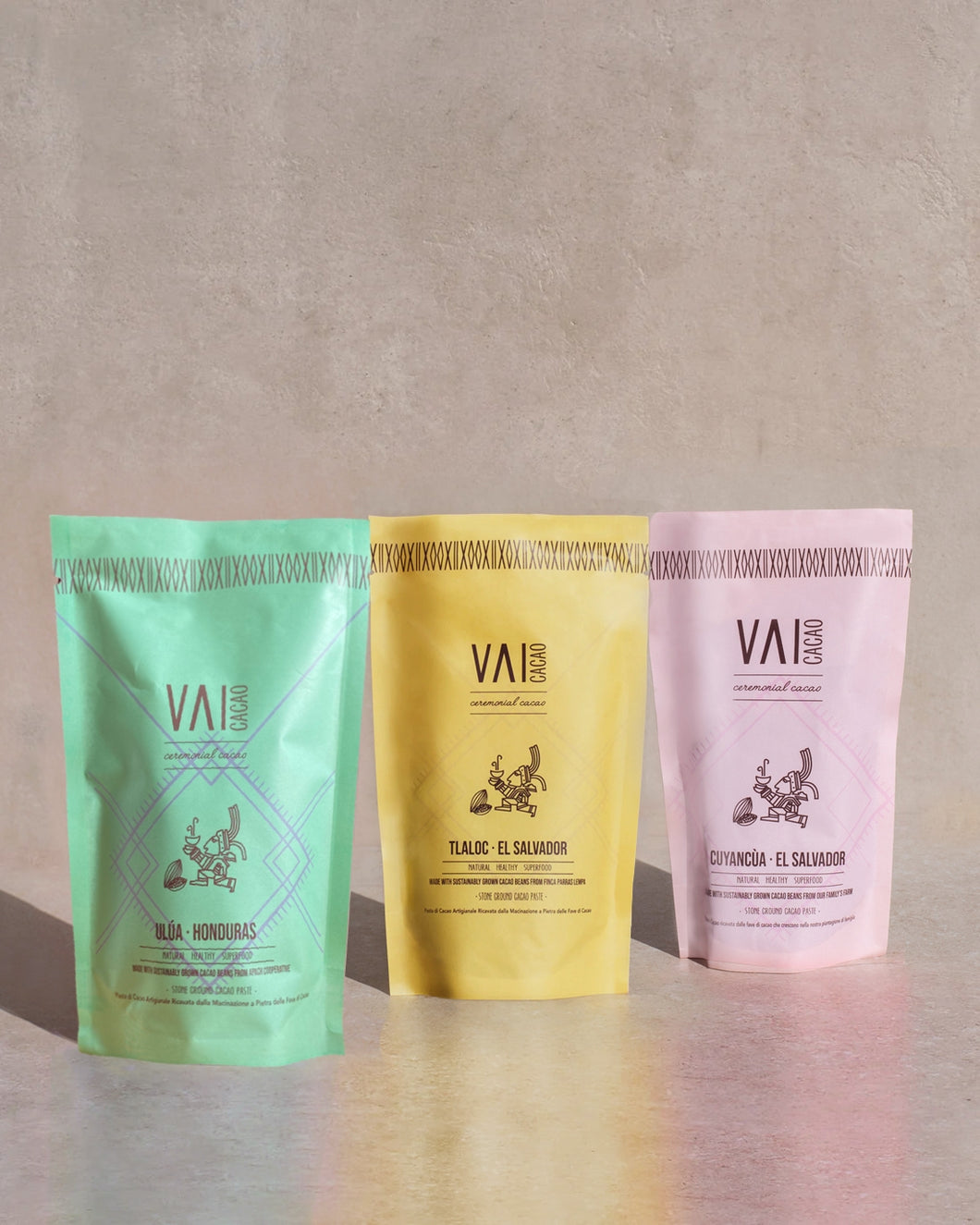 Zeremonieller Kakao · 3 Elements Degustationspaket · 3 x 180g · Cuyancùa, Tlaloc & Ulúa